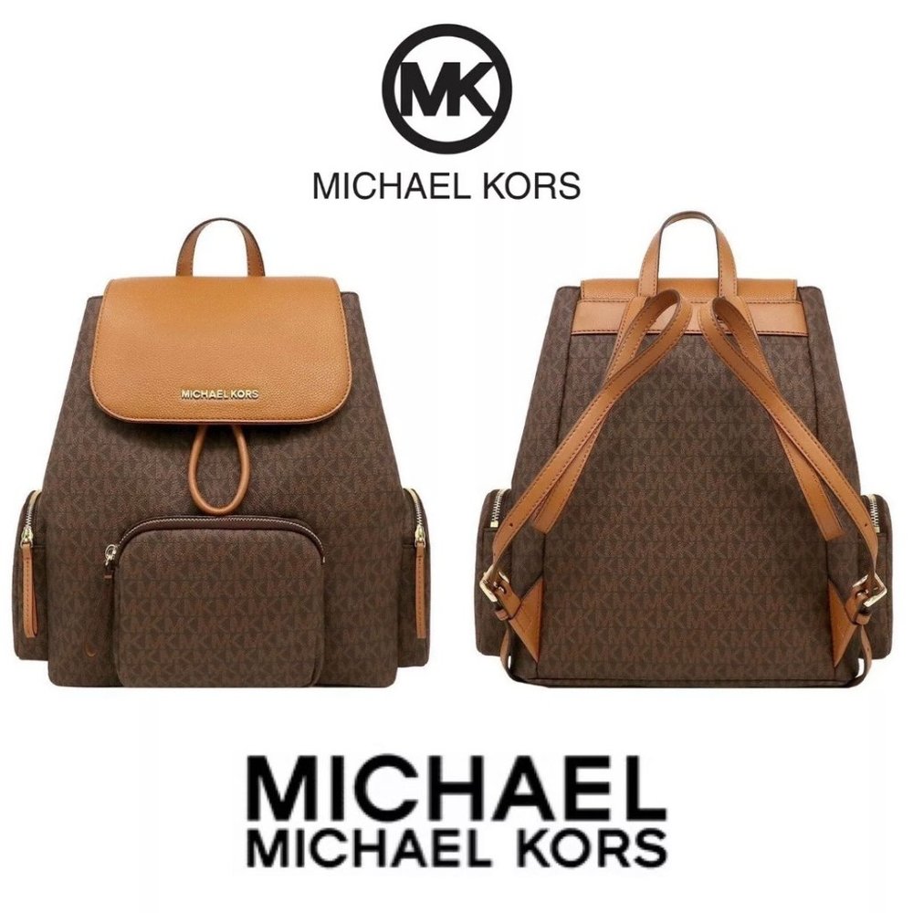 NWT Michael Kors Abbey Cargo Backpack Brown/Acorn - Picture 1 of 11